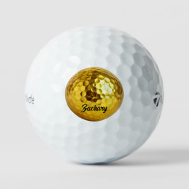 Pelotas De Golf Elegant gold black monogram personalized golf ball
