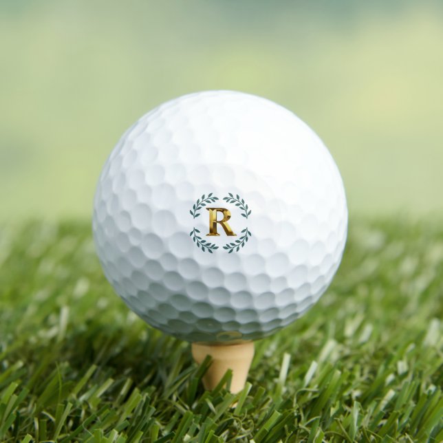 Pelotas De Golf Elegant Gold Monogram Alphabet Custom Golf Balls (Camiseta in situ)