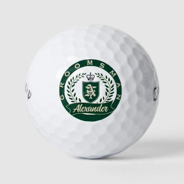 Pelotas De Golf Elegant Green and Ivory Groomsman Wedding Gift  (Anverso)