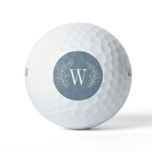 Elegant Monogram Initial Dusty Blue