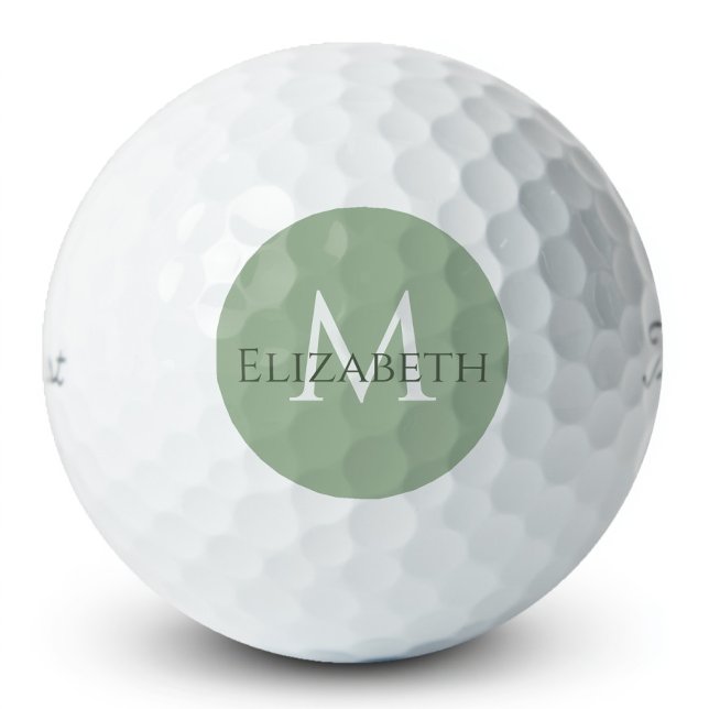 Pelotas De Golf Elegant Sage Green Classic Monogram Personalized  (Subido por el creador)