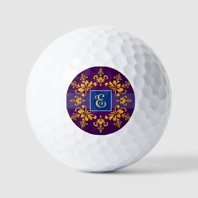 Pelotas De Golf Elegante Barra de Oro Barroco Letra E (Anverso)