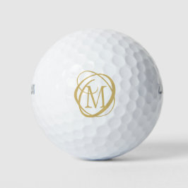 Pelotas De Golf Elegante color dorado decorativo monograma Persona
