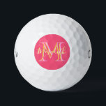 Pelotas De Golf Elegante Colores Lilacs Personalizado dorado Monog<br><div class="desc">Este bonito y sofisticado diseño cuenta con letras multicolores únicas para el Monograma y el Nombre. Los colores son suaves y suaves como una flor. Cualquier pregunta de diseño o solicitud especial,  sólo envíe un correo electrónico a charmdesignstudio@rcn.com y estaremos encantados de asistirle.</div>