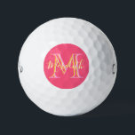 Pelotas De Golf Elegante Colores Lilacs Personalizado dorado Monog<br><div class="desc">Este bonito y sofisticado diseño cuenta con letras multicolores únicas para el Monograma y el Nombre. Los colores son suaves y suaves como una flor. Cualquier pregunta de diseño o solicitud especial,  sólo envíe un correo electrónico a charmdesignstudio@rcn.com y estaremos encantados de asistirle.</div>