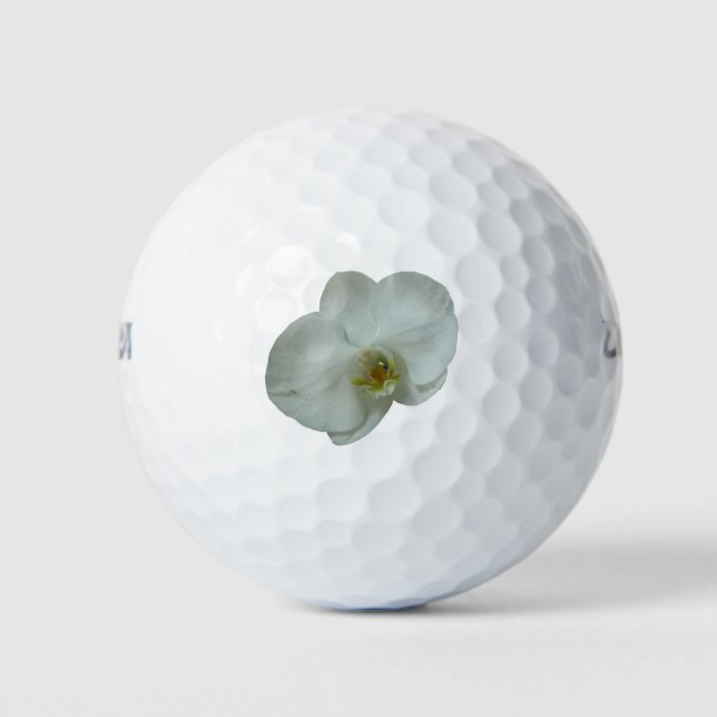 Pelotas De Golf Elegante Flor Orquídea Blanca Botánica (Anverso)