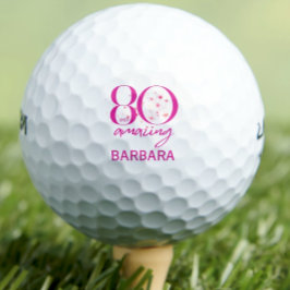Pelotas De Golf Elegante floral rosa 80 y asombroso cumpleaños