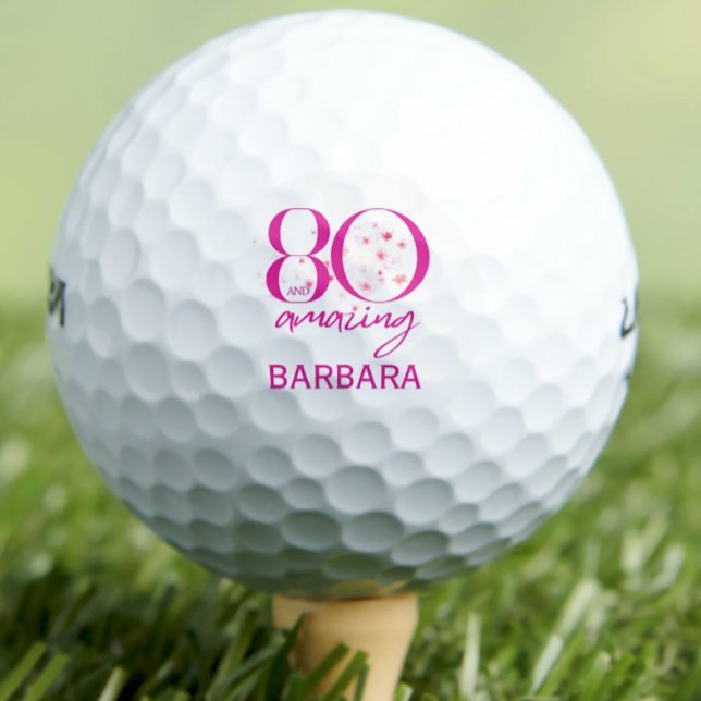 Pelotas De Golf Elegante floral rosa 80 y asombroso cumpleaños (Subido por el creador)