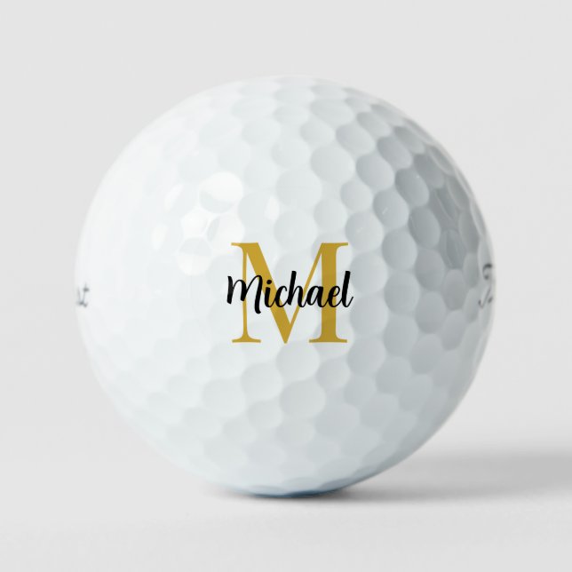 Pelotas De Golf Elegante Gold Monogram Titleist Pro V1 3 Pack (Anverso)