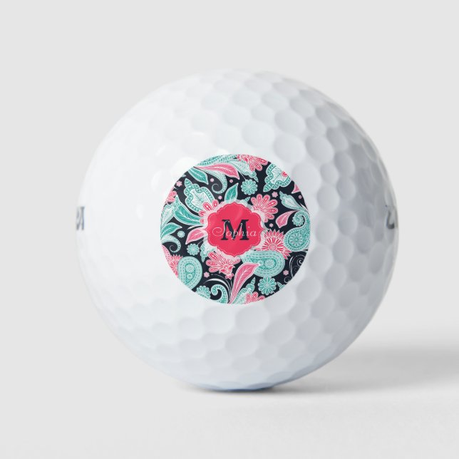 Pelotas De Golf Elegante ilustracion de diseño paisley floral (Anverso)