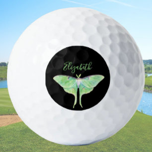 Pelotas De Golf Elegante Luna Verde Luna Moth Señoras Personalizad