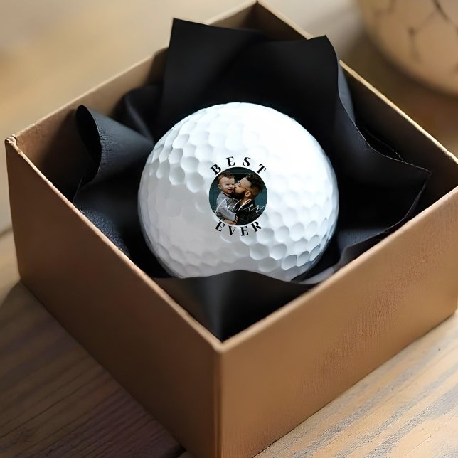 Pelotas De Golf Elegante mejor padre guiñar la foto del Día del Pa (Elegant Best Father Ever Script Father's Day Photo Golf Balls)