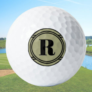 Pelotas De Golf Elegante Moderno Caqui y Negro Monograma Personali
