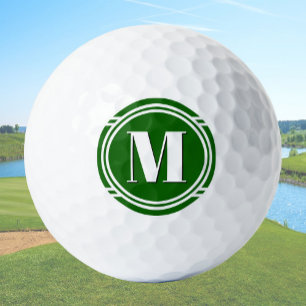 Pelotas De Golf Elegante Moderno Monograma Personalizado Verde y B