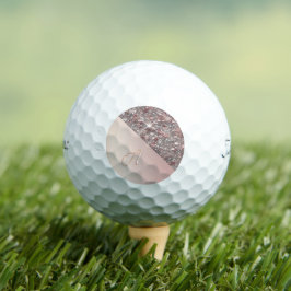 Pelotas De Golf Elegante Monograma de Oro Rosa