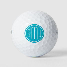 Pelotas De Golf Elegante Monograma personalizado y marco azul Scub