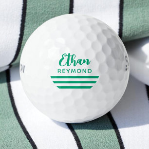 Pelotas De Golf Elegante nombre golfer con 3 franjas verde-azul