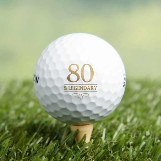 Pelotas De Golf Elegante Oro 80 y Legendario Cumpleaños (Camiseta in situ)
