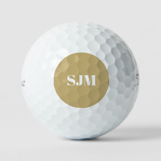 Pelotas De Golf Elegante personalizado de oro monograma iniciales  (Anverso)