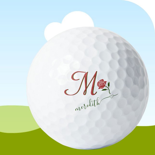 Pelotas De Golf Elegante Personalizado Monograma Corazón Floral No (Subido por el creador)