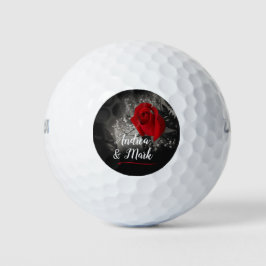 Pelotas De Golf Elegante Red Rose Baby's Breath Soft Black