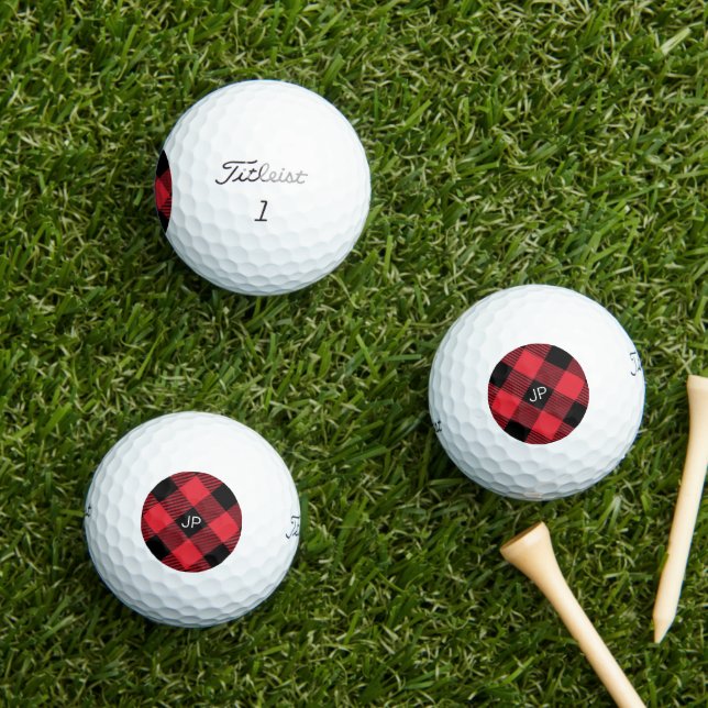 Pelotas De Golf Elegante Rustic Masculine Black Buffalo Inicial (Césped in situ)