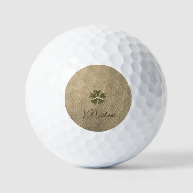 Pelotas De Golf Elegante Shamrock Patrick's Day Leather (Anverso)