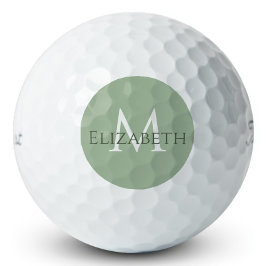 Pelotas De Golf Elegante Verde Salvia Monograma Personalizado Clás