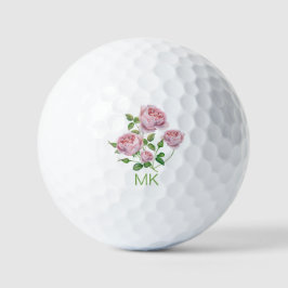 Pelotas De Golf Elegantes chicas Monogramadas de rosas rosas rosas
