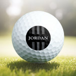 Pelotas De Golf Elegantes líneas oscuras modernas monogramadas neg<br><div class="desc">Balón de golf con tres líneas grises oscuras que van de arriba a abajo del área de diseño con su nombre personalizado a través.</div>