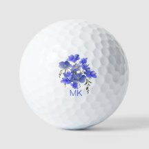 Elegantes mujeres Monogramadas con flores azules