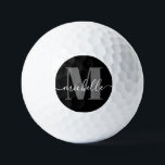 Pelotas De Golf Elegantes y modernas salas de golf personalizadas<br><div class="desc">Nombre de Monograma Personalizado en Blanco y Negro y Gris e Inicial en las Bolas de Golf Personalizado con un guión elegante de caligrafía y letra en negrita serif en un diseño moderno y moderno.</div>