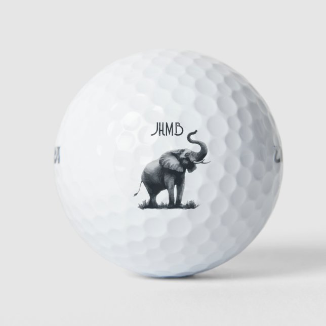 Pelotas De Golf Elephant Animal Monogram Art (Anverso)