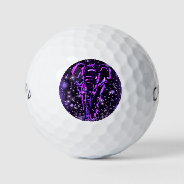 Pelotas De Golf Elephant Golf Balls Walking Purple Starry Night (Anverso)