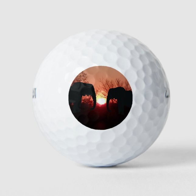 Pelotas De Golf Elephant Sunset Silhouette (Anverso)