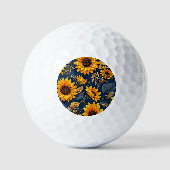 Pelotas De Golf Eleva tu juego con elegancia floral: girasoles (Anverso)