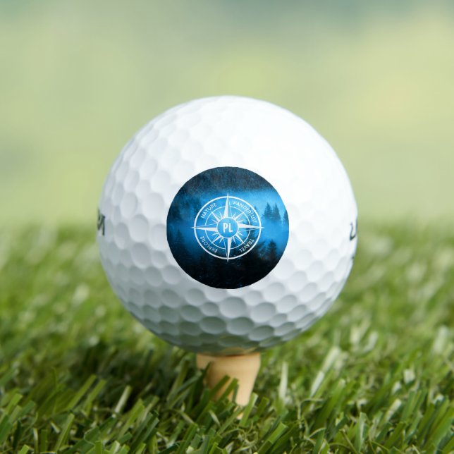 Pelotas De Golf Emblema de la estrella de la brújula monograma nie (Camiseta in situ)