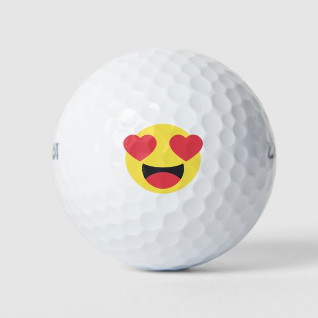 Pelotas De Golf Emoji de cara de ojos cardíacos (Anverso)
