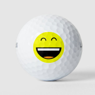 Pelotas De Golf Emoji de risa sonriente del amarillo divertido