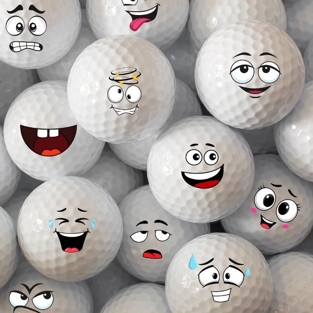 Pelotas De Golf Emoticon divertida (Golf Balls Emotion Face)