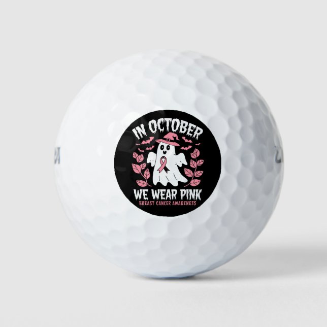 Pelotas De Golf En Octubre Usamos Bruja Rosa Halloween (Anverso)