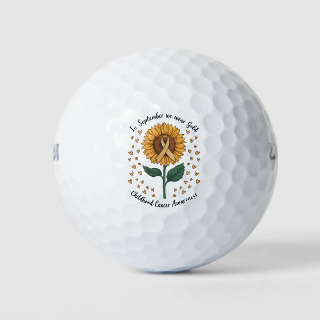 Pelotas De Golf En Septiembre Usamos Cáncer Infantil De Oro Consci (Anverso)
