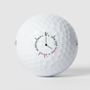 Pelotas De Golf Es Wine O'clock Somewhere Clock Face