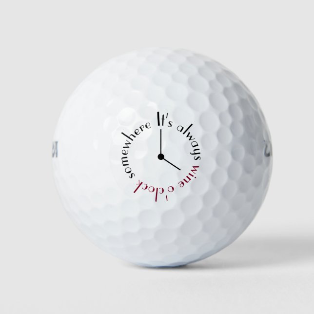 Pelotas De Golf Es Wine O'clock Somewhere Clock Face (Anverso)