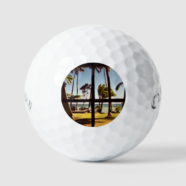Pelotas De Golf Escena tropical de Fiji Beach css gbcnm (Anverso)