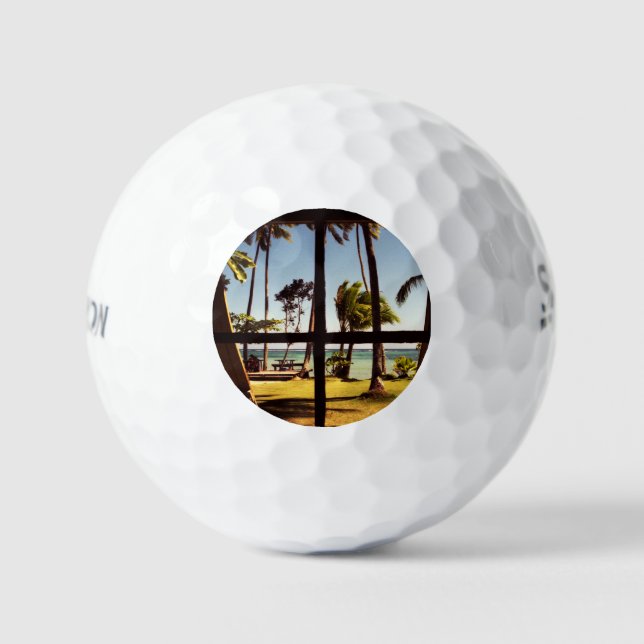 Pelotas De Golf Escena tropical de la playa de Fiji ssf gbcna (Anverso)