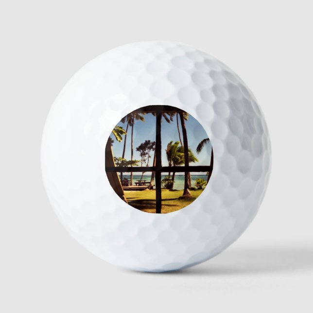 Pelotas De Golf Escena tropical de la playa de Fiji va gbcna (Anverso)