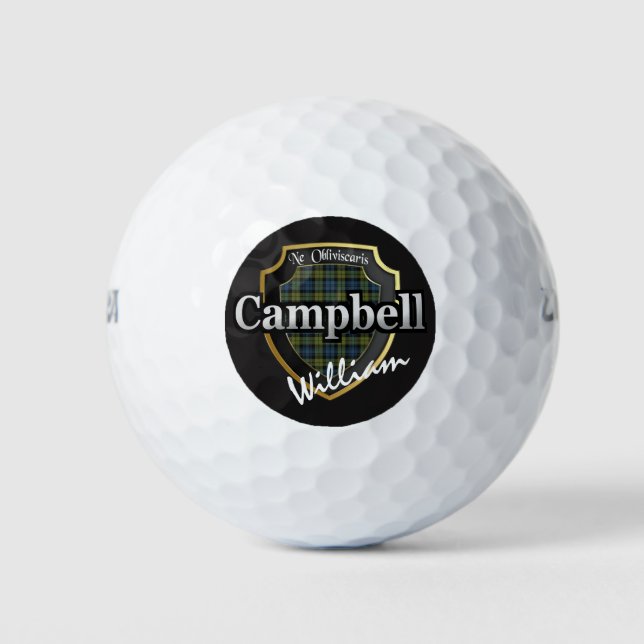 Pelotas De Golf Escocia Campbell Tartan Personaliza tu Nombre (Anverso)