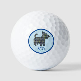 Pelotas De Golf Escocia Terrier Scottie Perro Silhouette Grid Blue