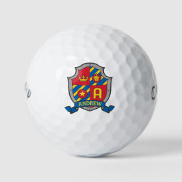 Pelotas De Golf Escudo gráfico heralístico Balones de golf monogra